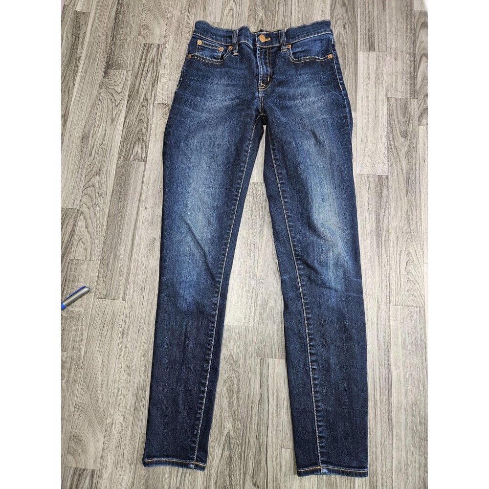 J.Crew Jeans Womens 25‎ Blue Dark Wash Stretch Mid Rise Skinny Denim Casual